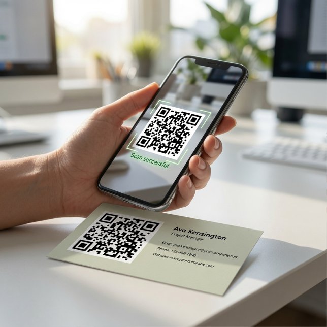 Modern Minimalist QR Code Custom  Business Card (Creator Uploaded)