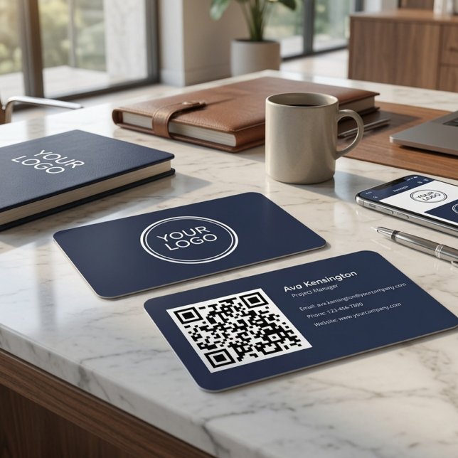 Modern Minimalist QR Code Custom  Business Card (Creator Uploaded)