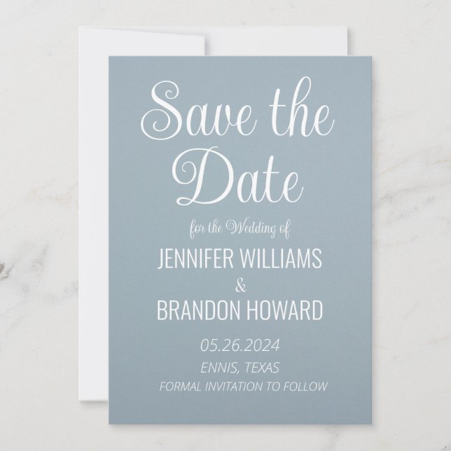 Modern Minimalist QR Code Dusty Blue Wedding  Save The Date (Front)
