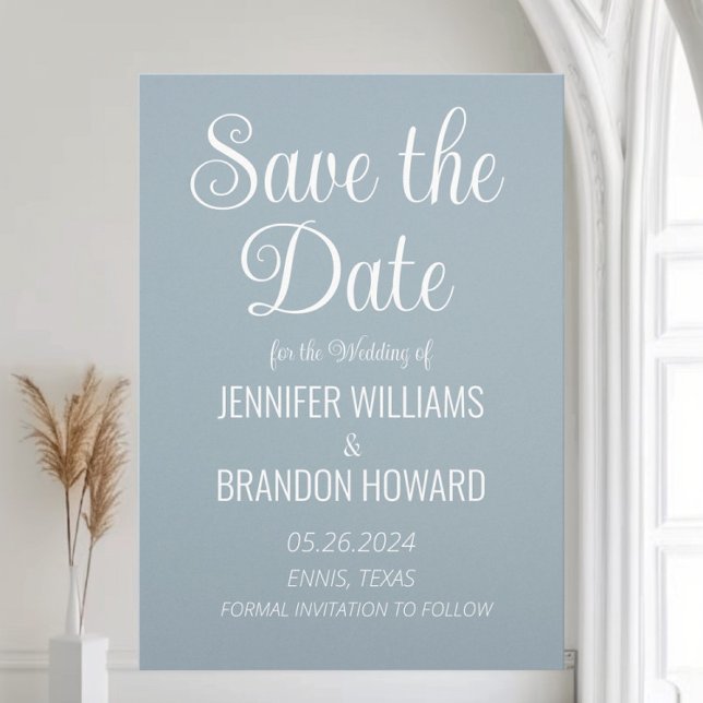 Modern Minimalist QR Code Dusty Blue Wedding  Save The Date (Creator Uploaded)