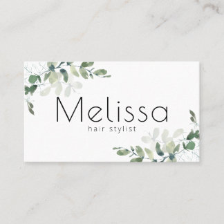 Modern Minimalist QR Code Eucalyptus Business Card