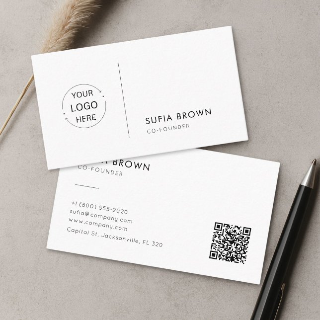 Modern Minimalist QR Code Logo Business Card (Creator Uploaded)