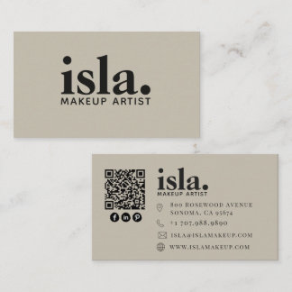 Modern Minimalist QR Code Makeup Artist Business Card