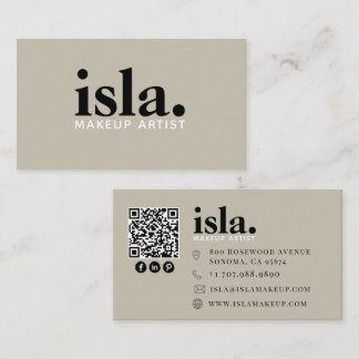 Modern Minimalist QR Code Makeup Artist Business Card