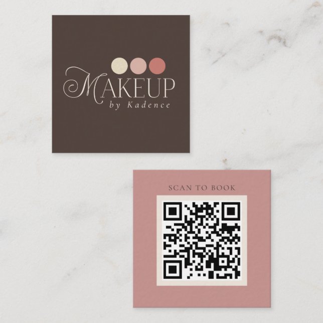 Modern Minimalist QR Code Makeup Artist Square Business Card (Front/Back)