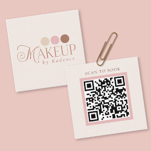 Modern Minimalist QR Code Makeup Artist Square Business Card