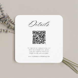 Modern Minimalist QR Code Monogram Wedding Details Enclosure Card