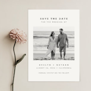 Modern Minimalist QR Code Photo Budget Wedding Save The Date