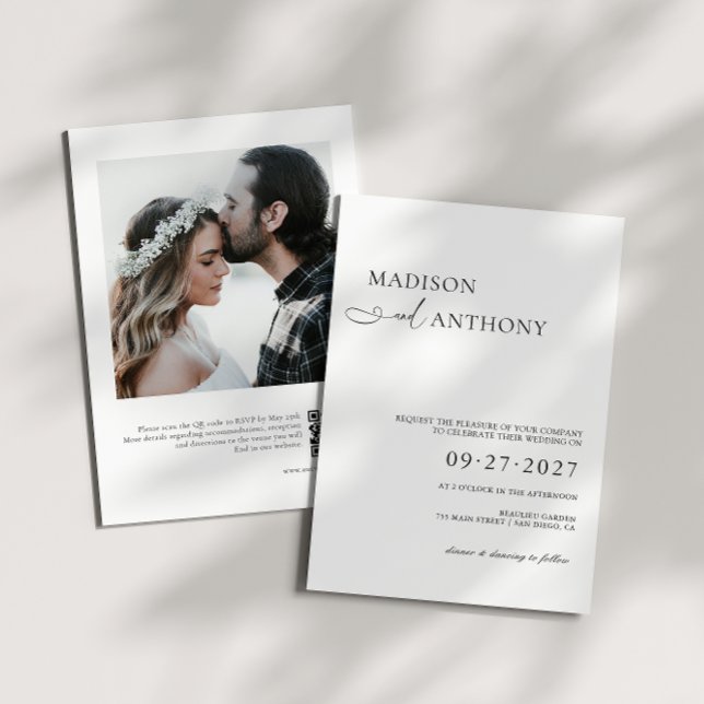 Modern & Minimalist QR Code Photo Wedding Invitation (Creator Uploaded)