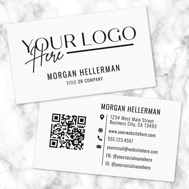 Modern Minimalist QR Code Professional Logo Business Card (Modern Minimalist QR Code Professional Logo Business Card)