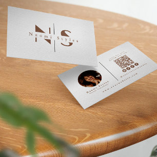 Modern Minimalist QR Code Professional Photo Business Card