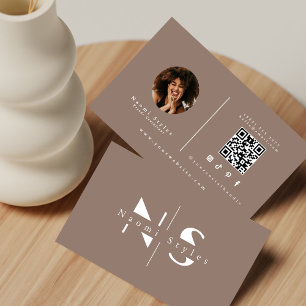 Modern Minimalist QR Code Professional Photo Business Card