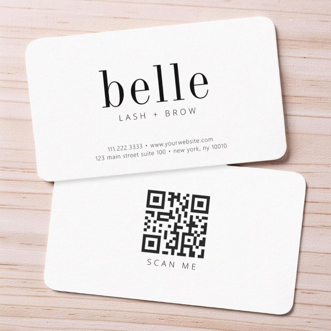Modern  Minimalist QR Code Scan Me Lash and Brow Business Card (Creator Uploaded)
