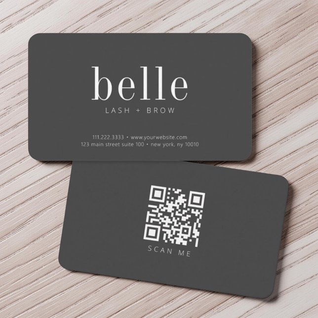 Modern  Minimalist QR Code Scan Me Lash and Brow Business Card (Creator Uploaded)