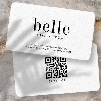 Modern Minimalist QR Code Scan Me Lash and Brow Business Card