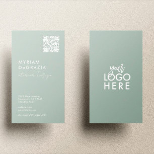 Modern Minimalist QR Code Script Business Logo Card
