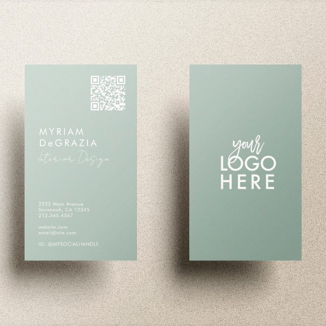Modern Minimalist QR Code Script Business Logo Card (Creator Uploaded)
