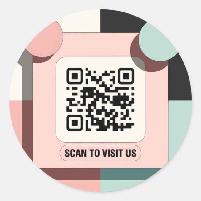 Modern Minimalist QR Code Sticker for Businesses – (Front)