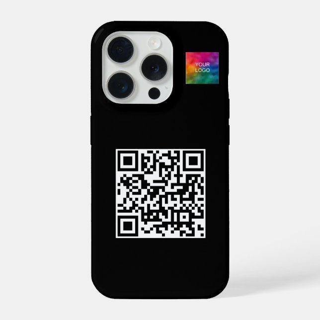 Modern Minimalist QR Code Upload Logo Template iPhone Case (Back)