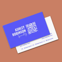 Modern Minimalist QR code vivid blue professional