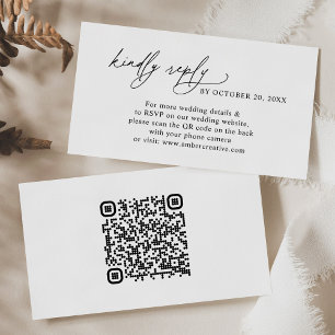 Modern Minimalist QR code Wedding RSVP Business Card