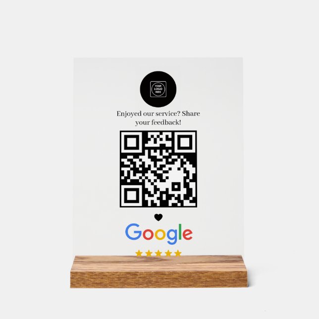 Modern Minimalist QR Review Display feedback (Front)