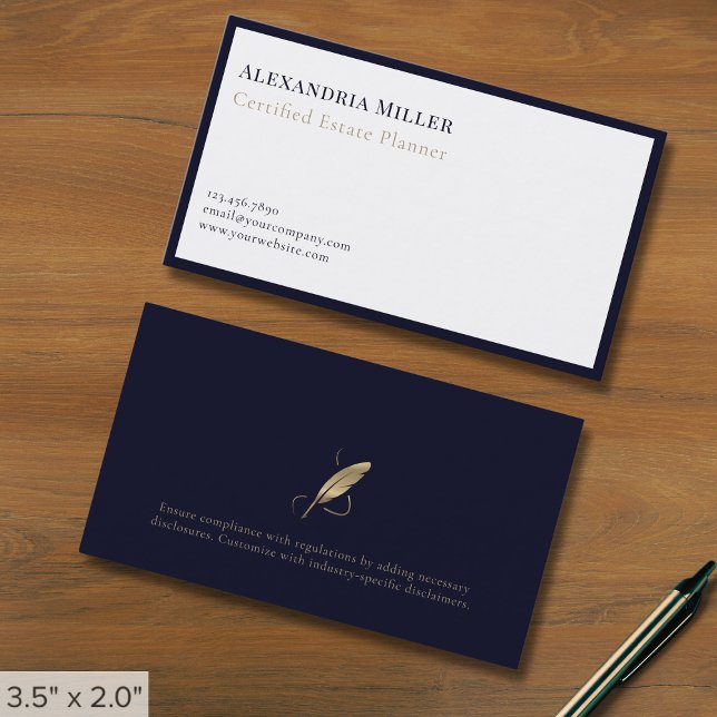 Modern Minimalist Quill Logo Business Card (Creator Uploaded)