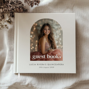 Modern Minimalist Quinceañera Arched Photo  Guest Book