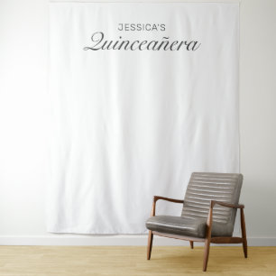 Modern Minimalist Quinceañera Photo Background Tapestry