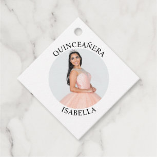Modern Minimalist Quinceañera Photo Favour Tags