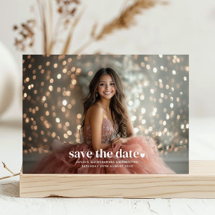 Modern Minimalist Quinceañera Photo Save The Date Invitation