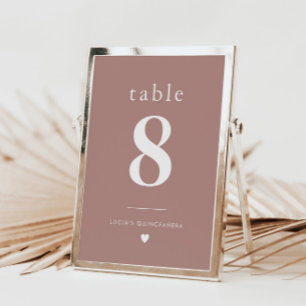 Modern Minimalist Quinceañera Table Number 