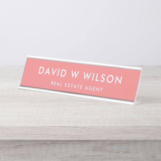 Modern Minimalist Real Estate agent Desk Name Plate (Front)