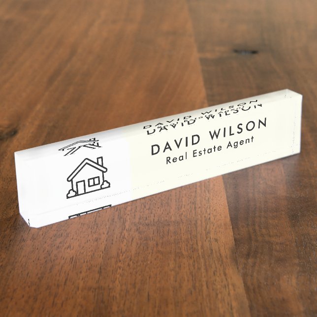Modern Minimalist Real Estate agent Nameplate (Side)