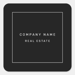 Modern Minimalist Real Estate Black Square Sticker