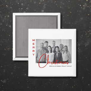 Modern Minimalist Real Estate Christmas Photo  Magnet
