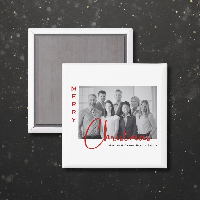Modern Minimalist Real Estate Christmas Photo  Magnet (Creator Uploaded)