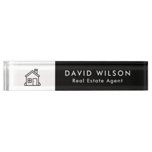 Modern Minimalist Real Estate Desk Name Plate