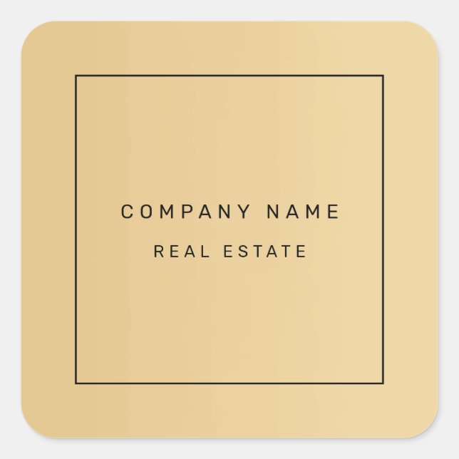 Modern Minimalist Real Estate Golden Square Sticker (Front)