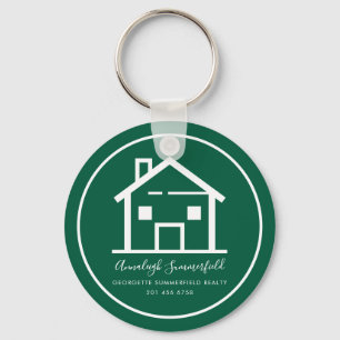Modern Minimalist Real Estate Green Custom Key Ring