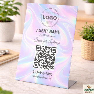 Modern Minimalist Real Estate Listing Scan Pedestal Sign