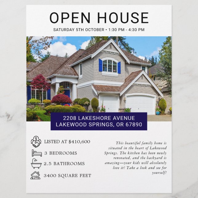 Modern Minimalist Real Estate Open House Flyer (Front)