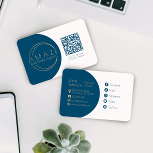 Modern Minimalist Realtor QR Code Business Card