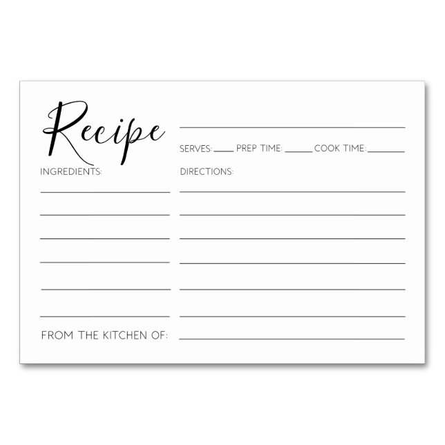 Modern Minimalist Recipe Cards Bridal Shower (Front)
