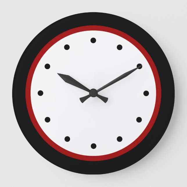 Modern Minimalist Red Black White Wall Clocks (Front)