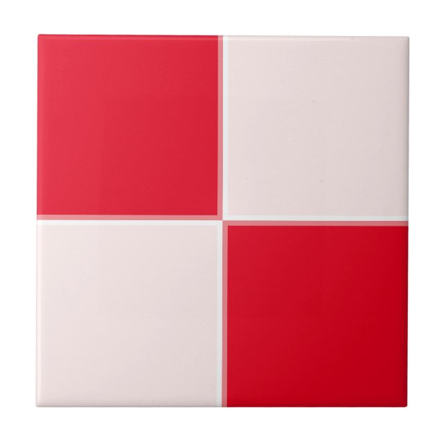 Modern Minimalist Red Blush Pink White Geometric Tile (Front)