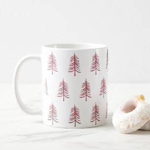 Modern Minimalist Red Christmas Tree Pattern Coffee Mug