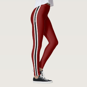 Modern Minimalist Red Color Stylish Athletic Leggings