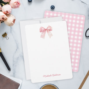 Modern Minimalist Red Coquette Bow & Stripes Card