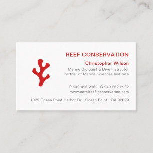 Modern Minimalist Red Coral Reef Diving Business Card